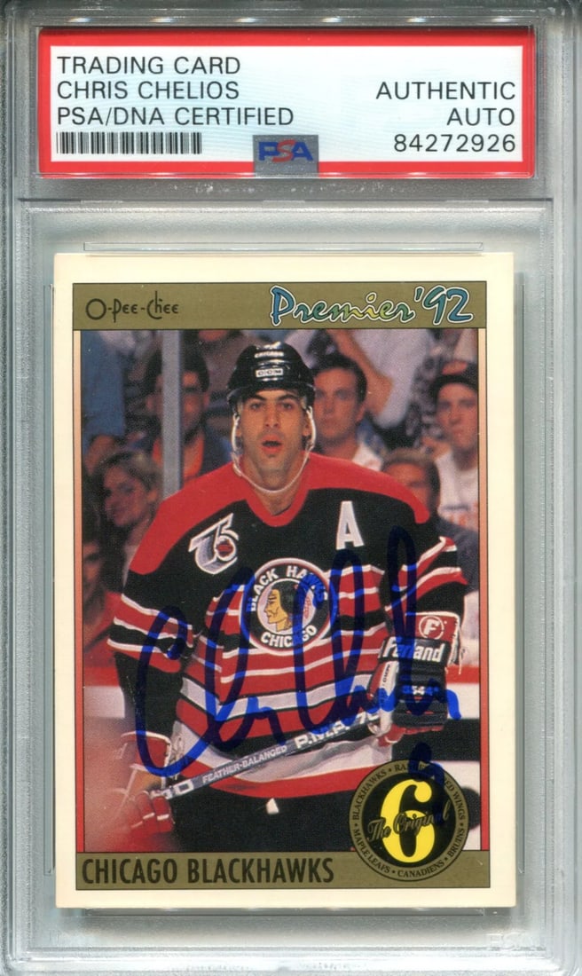 (PSA) Chris Chelios Autographed 1992 O-Pee-Chee Card (1 of 1)