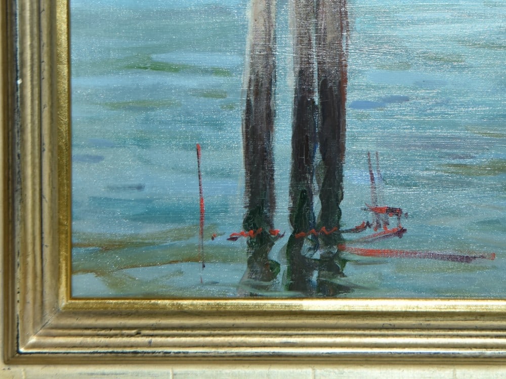 Framed Claudio Simonetti Oil Painting Venice Canal Gondolas Seascape 6090cm - 7