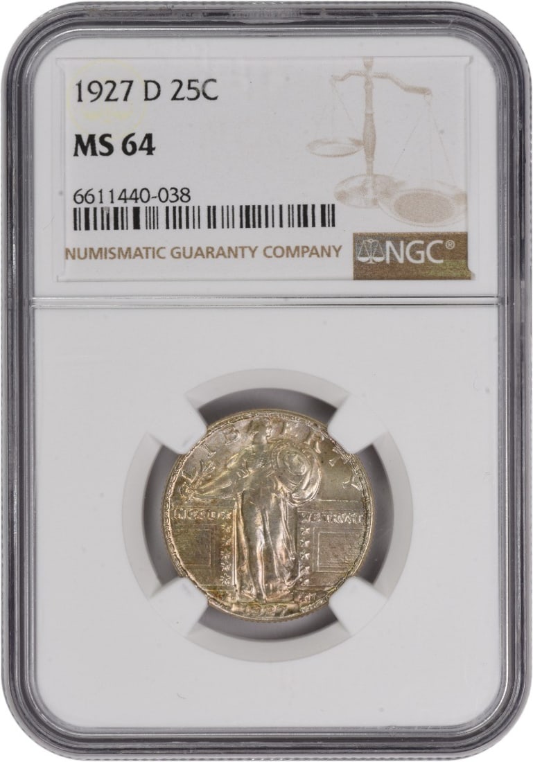NGC 1927-D Standing Liberty Silver Quarter MS64: NGC 1927-D Standing Liberty Silver Quarter MS64 This listing features NGC 1927-D Standing Liberty Silver Quarter MS64. Item specifics are provided below. Item Specifics: Country Of Origin: United Stat