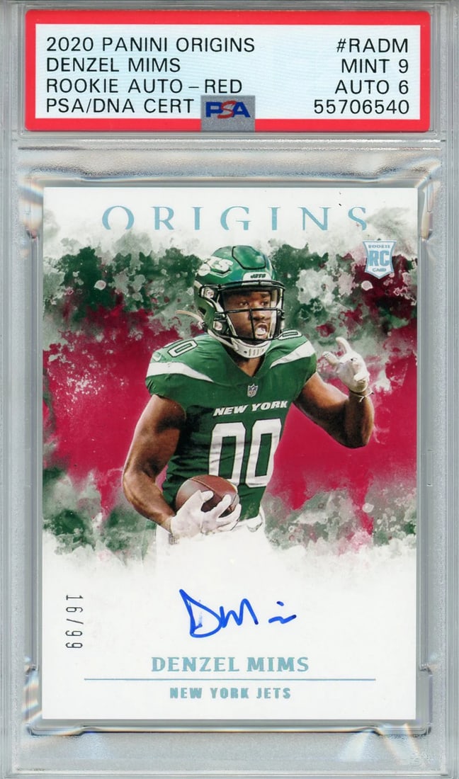 (PSA) Denzel Mims Autographed 2020 Panini Origins Red Rookie Card (1 of 2)