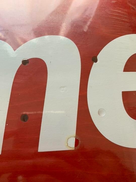 item 08aw supreme stained logo deck skateboard red new unused - 5