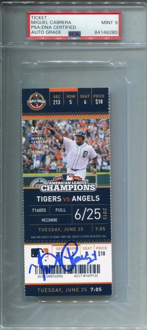 2013 Home Run Ticket (PSA 9) - Miguel Cabrera Autographed June 25 (1 of 1)