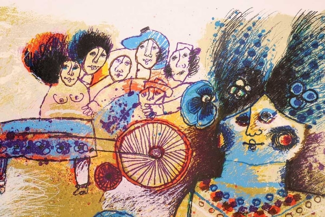 Artwork Theo Tobiasse Child clown Original Large Lithograph SIGNED Modern Cubism - 10