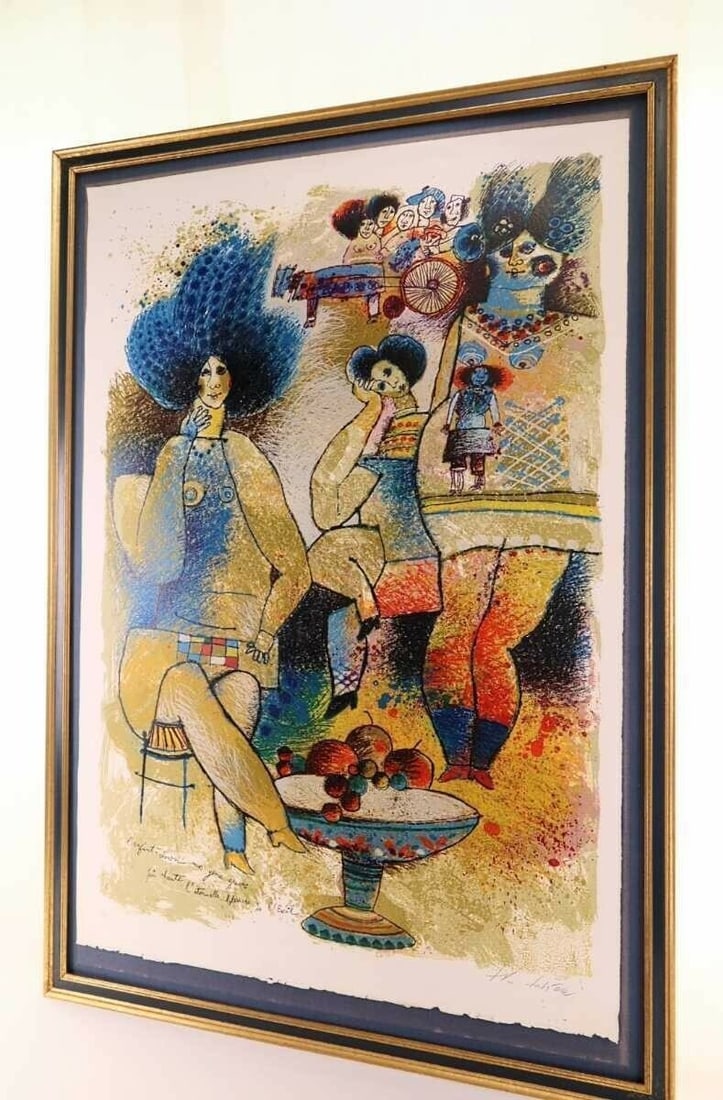 Artwork Theo Tobiasse Child clown Original Large Lithograph SIGNED Modern Cubism - 3