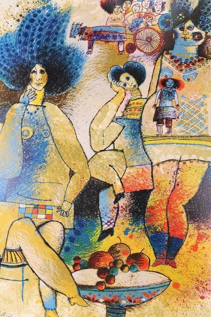 Artwork Theo Tobiasse Child clown Original Large Lithograph SIGNED Modern Cubism - 4