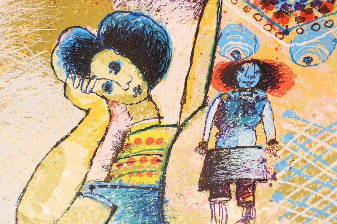 Artwork Theo Tobiasse Child clown Original Large Lithograph SIGNED Modern Cubism - 9