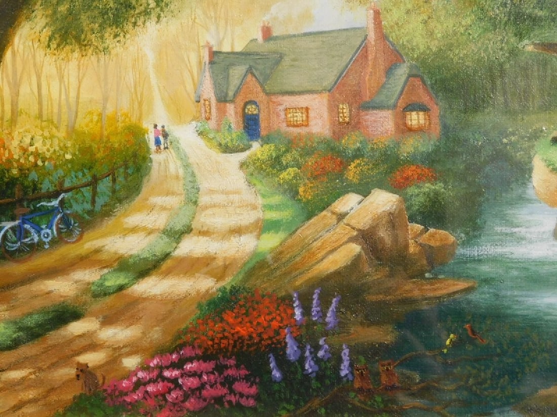 Landscape Alain Bonnec French Oil Painting F3 "Cottage Path" 2000 Signed - 4