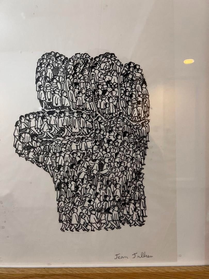 Framed Jean Jullien Pen Drawing "Power To The People" - 3