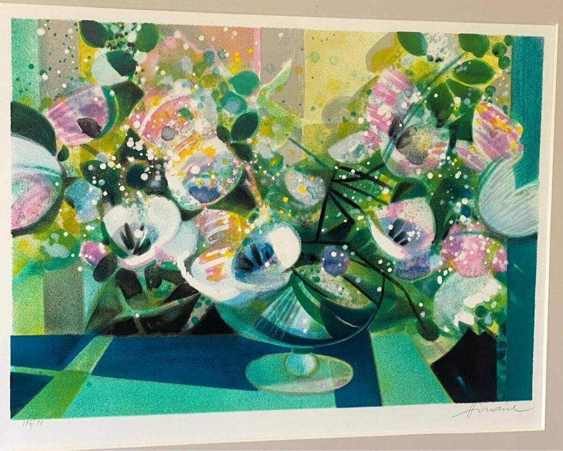 Framed Camille Hilaire Original Lithograph Still Life with Flowers Hand-Signed - 2
