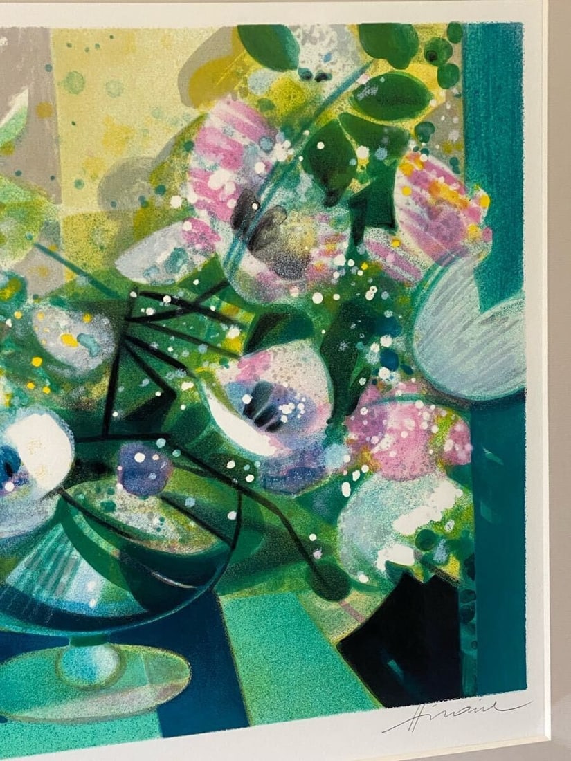 Framed Camille Hilaire Original Lithograph Still Life with Flowers Hand-Signed - 3