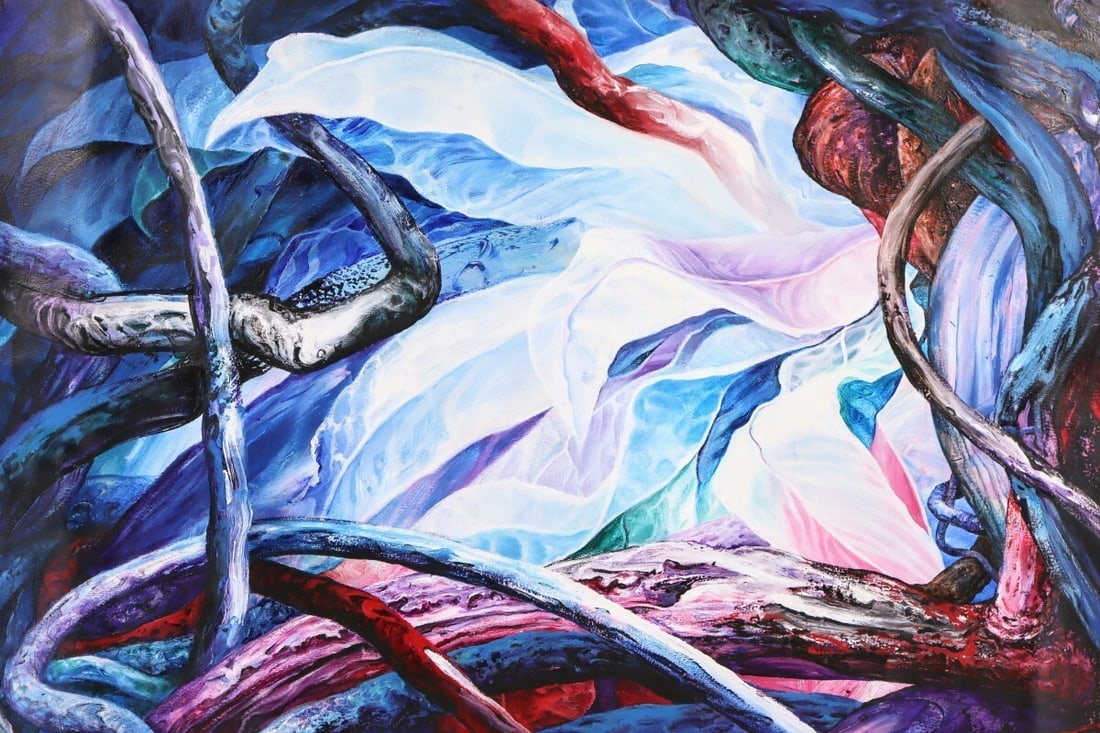 Signed Alberto Jorge Carol 1990 Original Acrylic Painting "Tropico No.190 ROCE" - 9