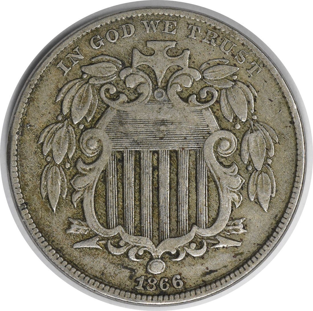 Uncertified 1866 Shield Nickel Rays VF (1 of 2)