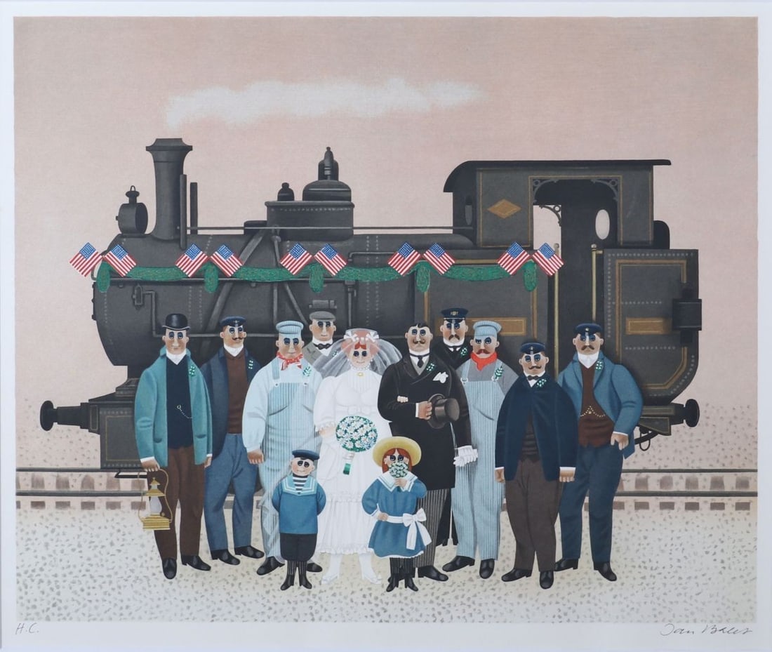 Art** Jan Balet Union Pacific Lithograph H.C. Pencil Signed Framed Naive - 2