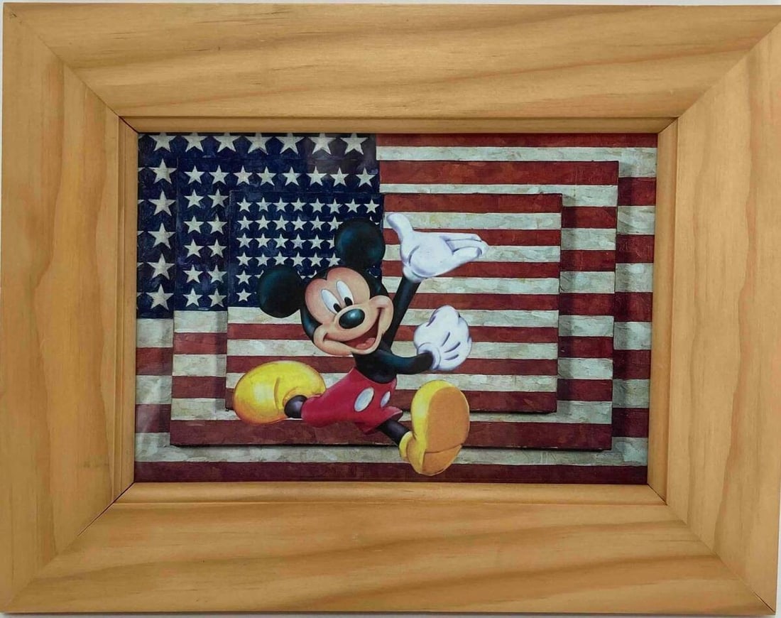 COA Jeff Gillette Mickey/ Johns 2017 Original Collage on Cardboard Signed (1 of 2)