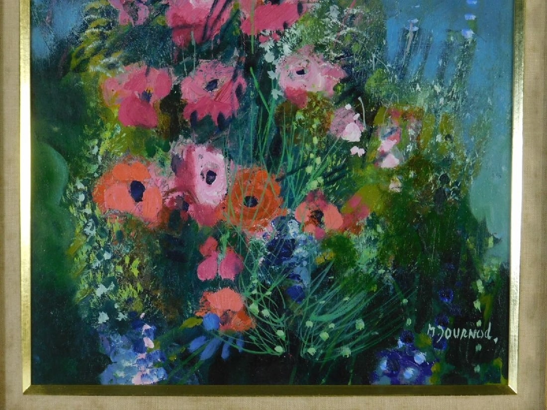 life Monique Journod Frence Original Painting Oil on Canvas Signed Framed Still - 3