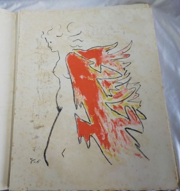 Lithographs Jean Cocteau Sous le manteau de feu 1955 Limited Book 12 Original - 8