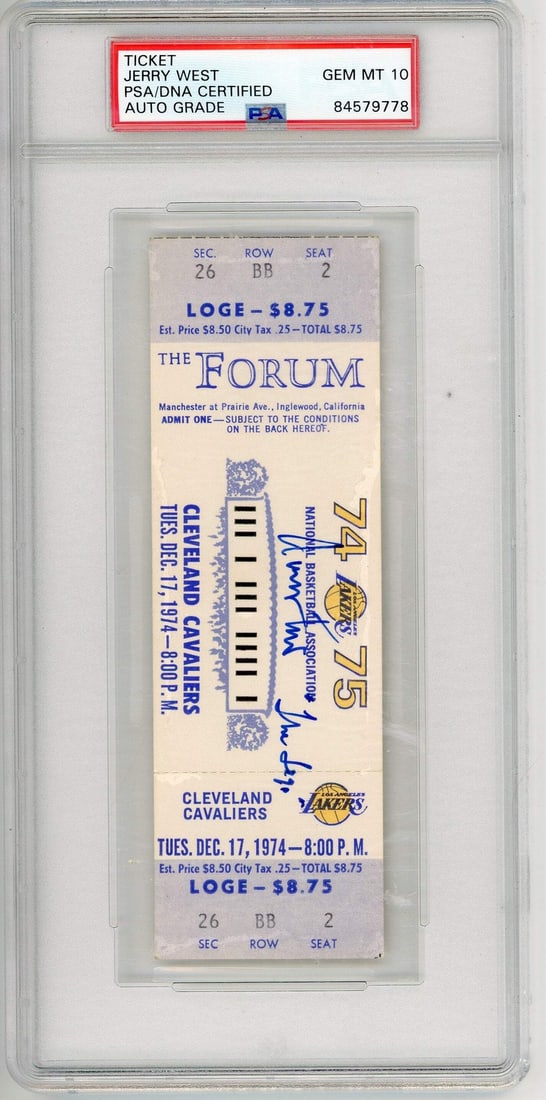 10 Jerry West Autographed Ticket PSA Auto (1 of 2)