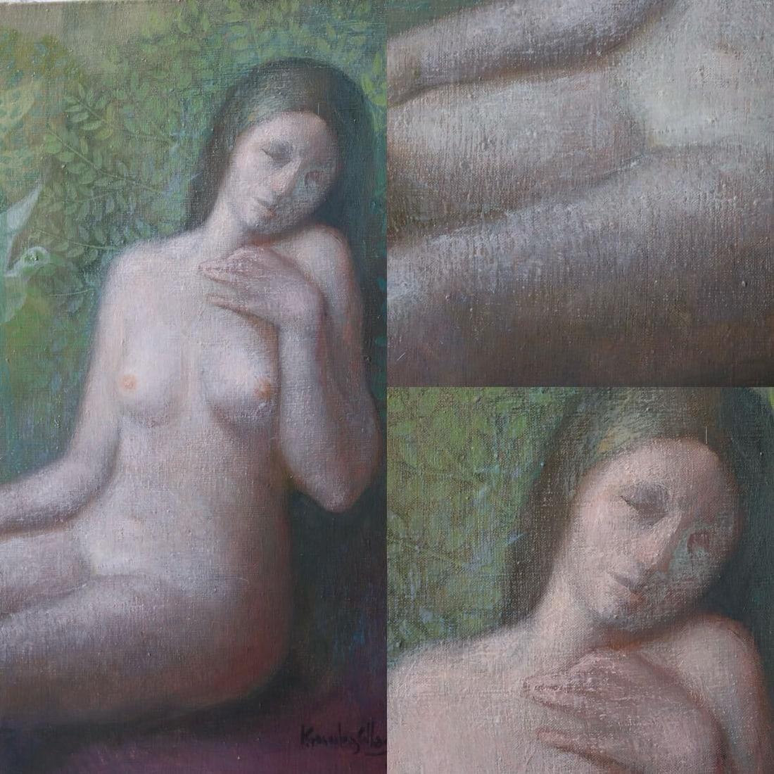Art Gonzalez Collado Nude Woman Oil Painting F12 Signed Spanish Modern - 3