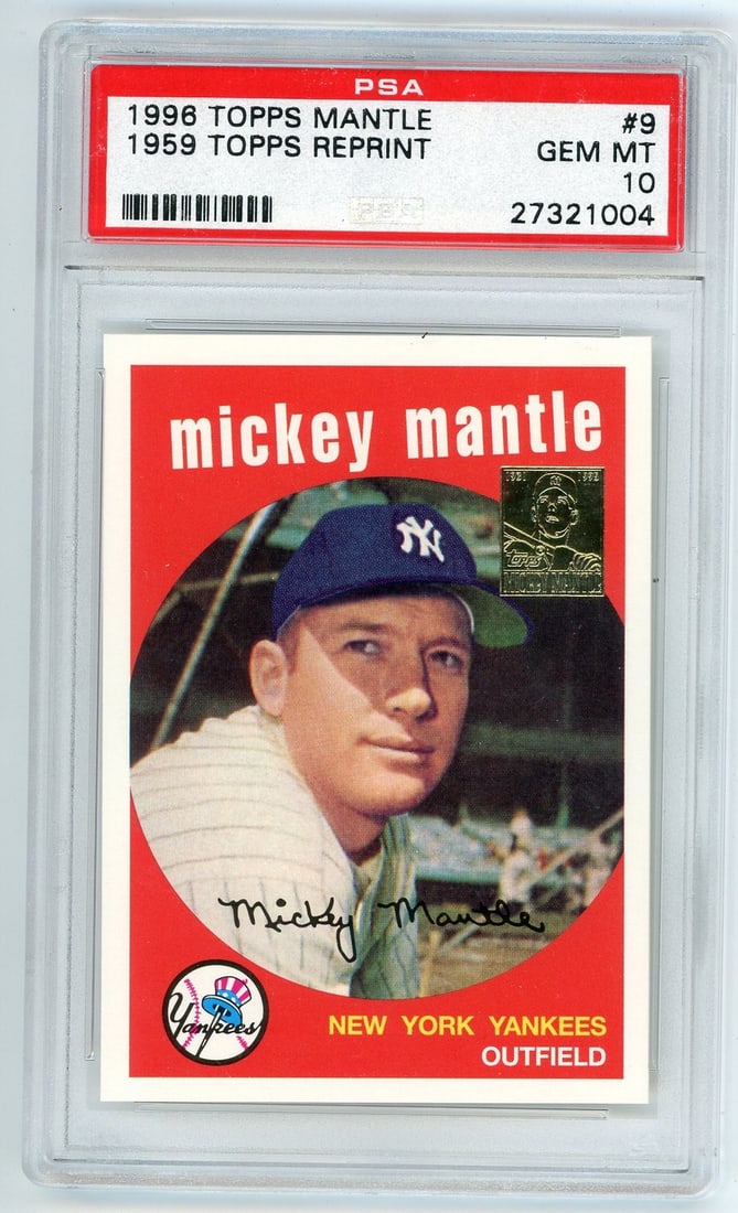 10 Mickey Mantle 1996 Topps Reprint #9 PSA: 10 Mickey Mantle 1996 Topps Reprint #9 PSA This listing features 10 Mickey Mantle 1996 Topps Reprint #9 PSA. Item specifics are provided below. Item Specifics: Brand: Topps Mickey Mantle 1996 Topps