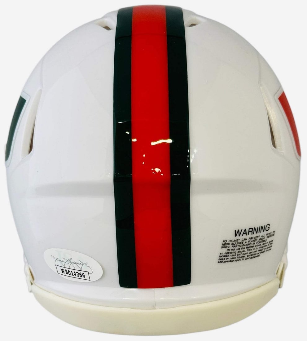 (JSA) Xavier Restrepo Autographed Miami Hurricanes Speed Mini Helmet - 2