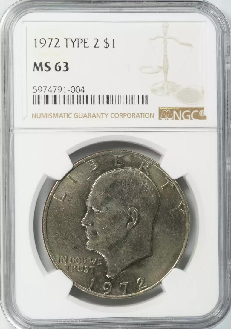 (004) 1972 EISENHOWER IKE DOLLAR $1 TYPE 2 NGC CERTIFIED MS 63 MINT STATE UNC (1 of 4)