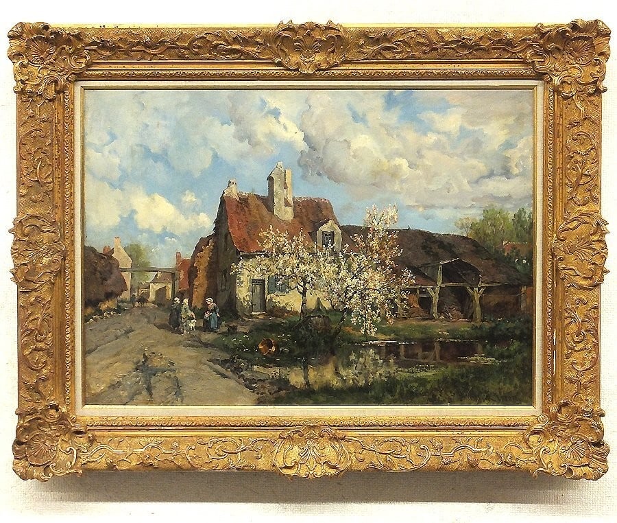 19th Alexandre Ren Vron "Landscape" Original Oil Painting on Canvas 54x72.7cm (1 of 5)