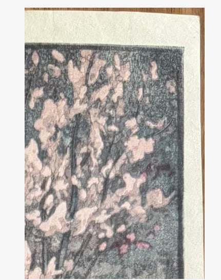 1935 Hiroshi Yoshida "Eight Cherry Blossom Themes: Arashiyama" woodblock print - 6