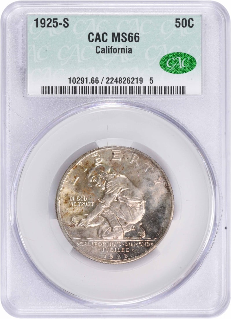 CACG California Commemorative Silver Half Dollar 1925-S MS66: CACG California Commemorative Silver Half Dollar 1925-S MS66 This listing features CACG California Commemorative Silver Half Dollar 1925-S MS66. Item specifics are provided below. Item Specifics: