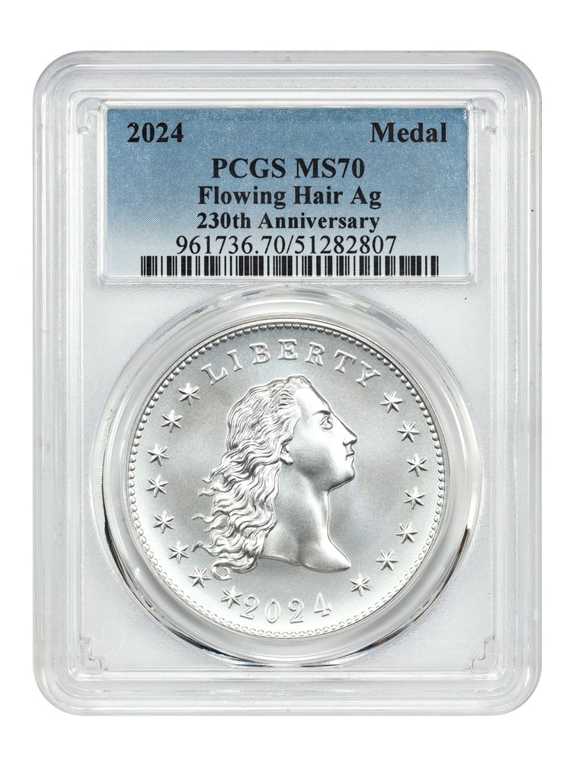 Anniversary) 2024 Flowing Hair Silver Medal PCGS MS70 (230th: Anniversary) 2024 Flowing Hair Silver Medal PCGS MS70 (230th This listing features Anniversary) 2024 Flowing Hair Silver Medal PCGS MS70 (230th. Item specifics are provided below. Item Specifics: Cert