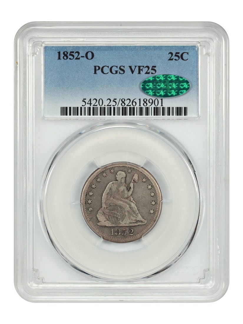 Liberty Seated Quarter - 1852-O 25C PCGS/ CAC VF25 (1 of 4)