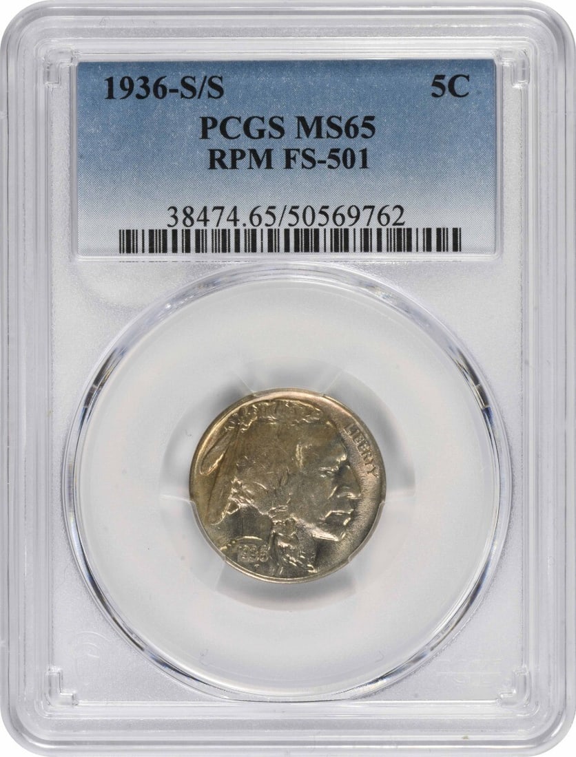 PCGS 1936-S/ S Buffalo Nickel RPM 1 FS-501 MS65: PCGS 1936-S/ S Buffalo Nickel RPM 1 FS-501 MS65 This listing features PCGS 1936-S/ S Buffalo Nickel RPM 1 FS-501 MS65. Item specifics are provided below. Item Specifics: Country Of Origin: United Stat