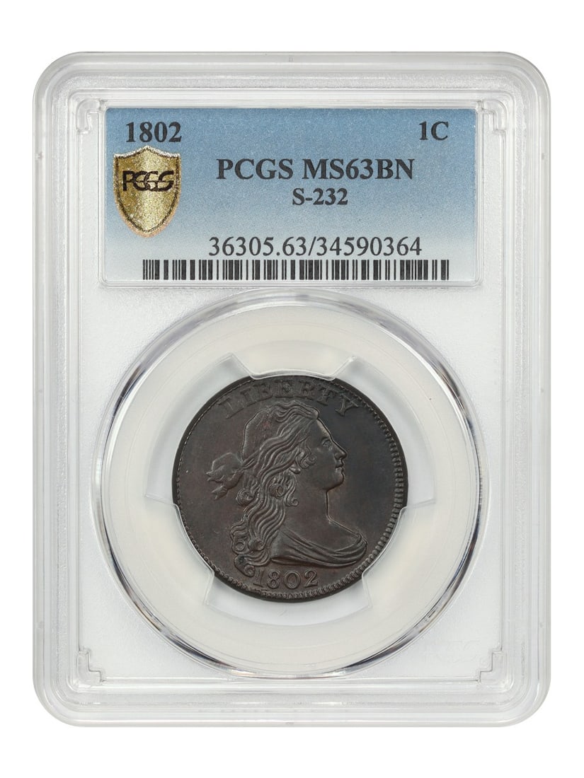 Desirable Early Large Cent - 1802 1C PCGS MS63BN (S-232) - Draped Bust Cent (1 of 4)