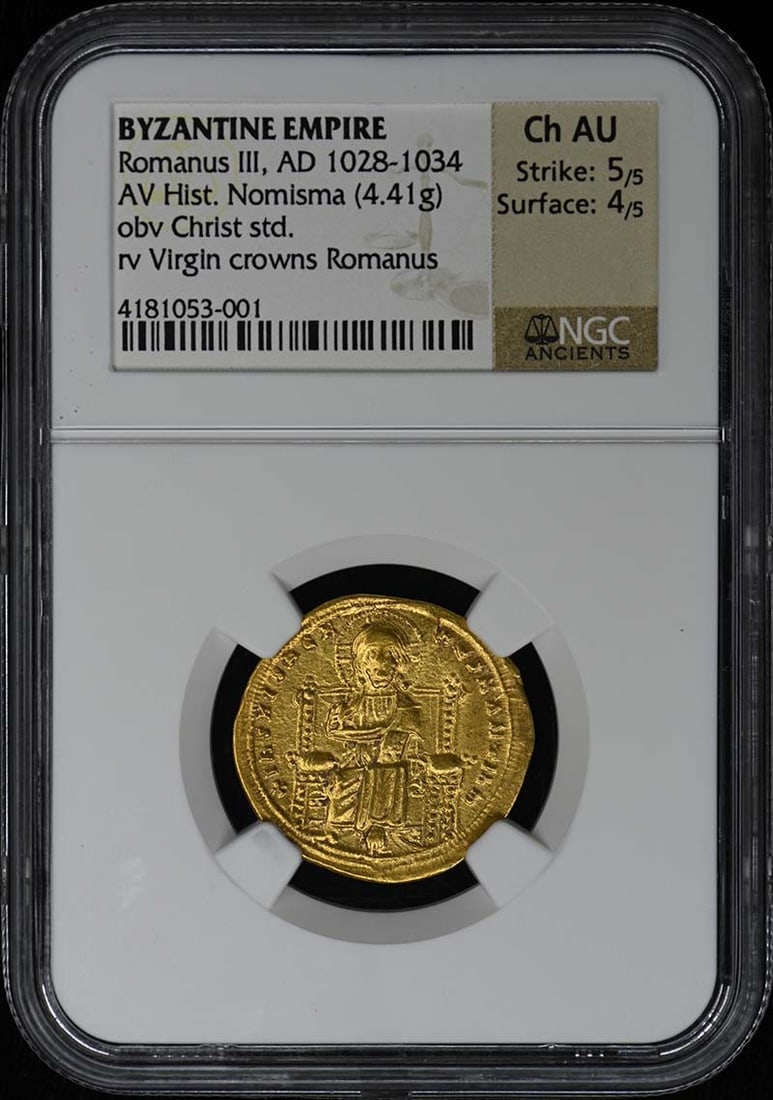 AD 1028-1034 BYZANTINE AV Hist. Nomisma 4.41g NGC Ch AU 5/ 4 - Romanus III: AD 1028-1034 BYZANTINE AV Hist. Nomisma 4.41g NGC Ch AU 5/ 4 - Romanus III This listing features AD 1028-1034 BYZANTINE AV Hist. Nomisma 4.41g NGC Ch AU 5/ 4 - Romanus III. Item specifics are