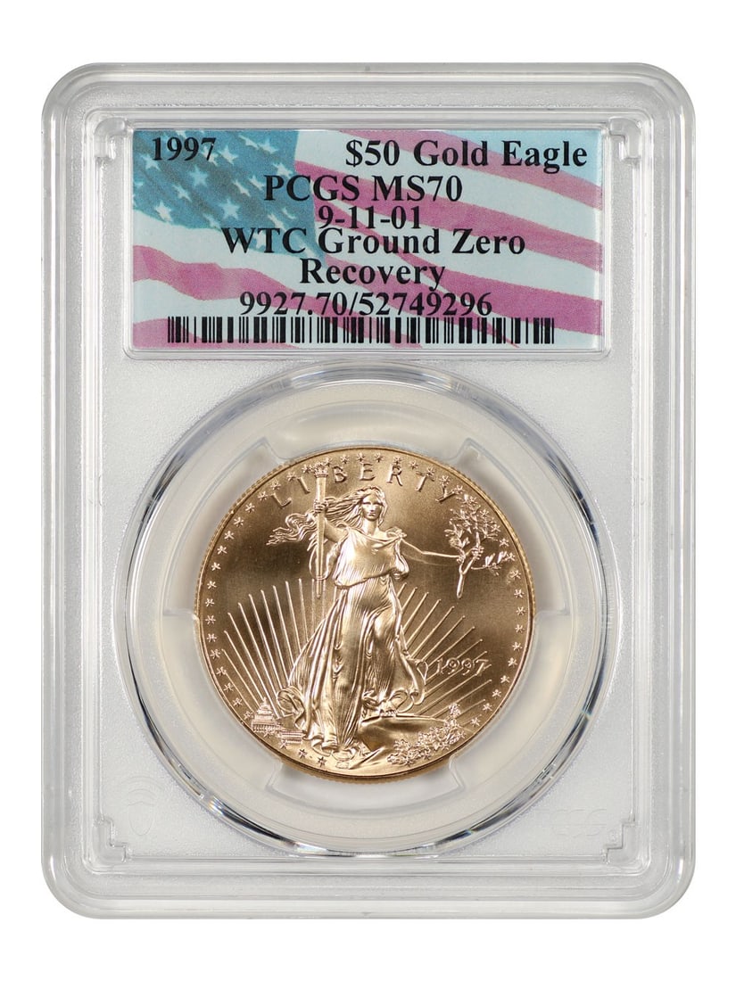 Recovery) 1997 $50 Gold Eagle PCGS MS70 (9-11-01 WTC Ground Zero: Recovery) 1997 $50 Gold Eagle PCGS MS70 (9-11-01 WTC Ground Zero This listing features Recovery) 1997 $50 Gold Eagle PCGS MS70 (9-11-01 WTC Ground Zero. Item specifics are provided below. Item Specifi
