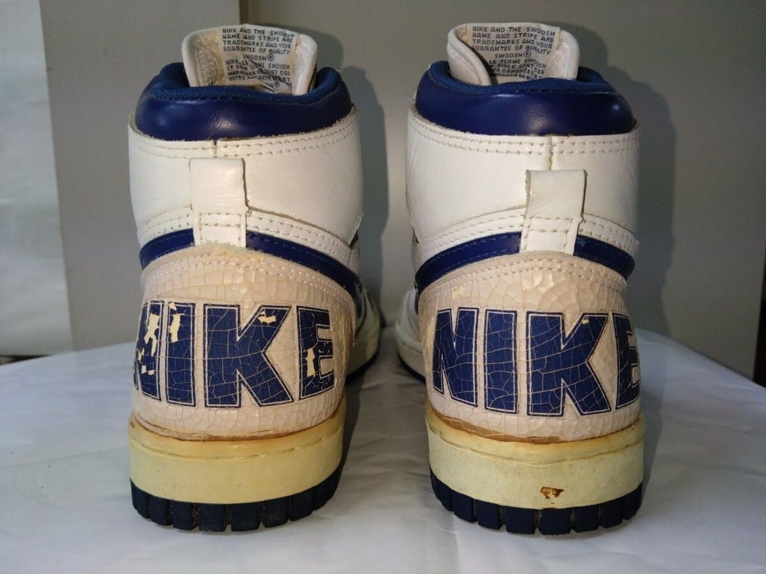 Used Nike Big Nike White x Navy US8.5 Made in Korea 1985 Original Vintage (1 of 10)