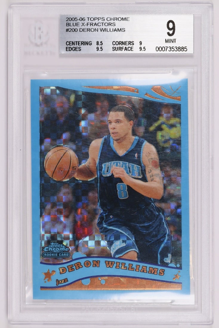 9 2005-06 TOPPS CHROME DERON WILLIAMS #200 BLUE X-FRACTORS ROOKIE/ 90 BGS (1 of 2)