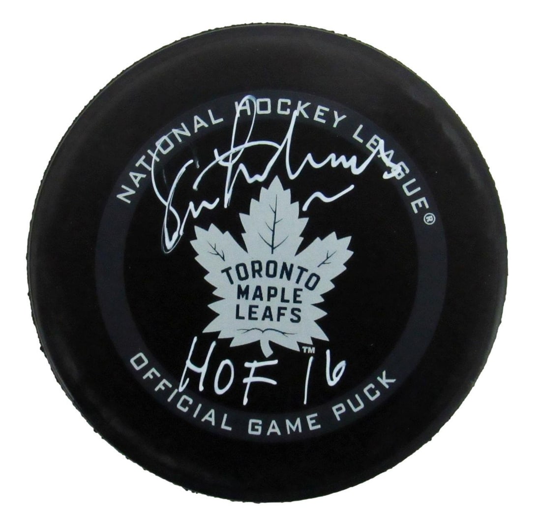 JSA Eric Lindros Autographed Toronto Maple Leafs Game Hockey Puck (1 of 2)