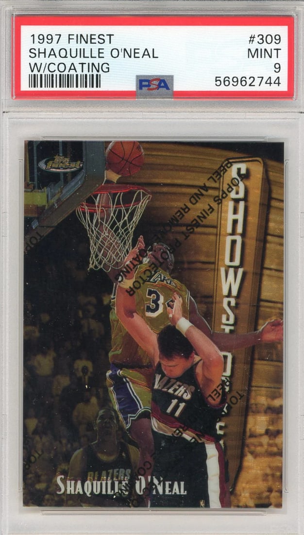 (PSA) Shaquille O'Neal 1997 Topps Finest w/ Coating Card #309 (1 of 2)