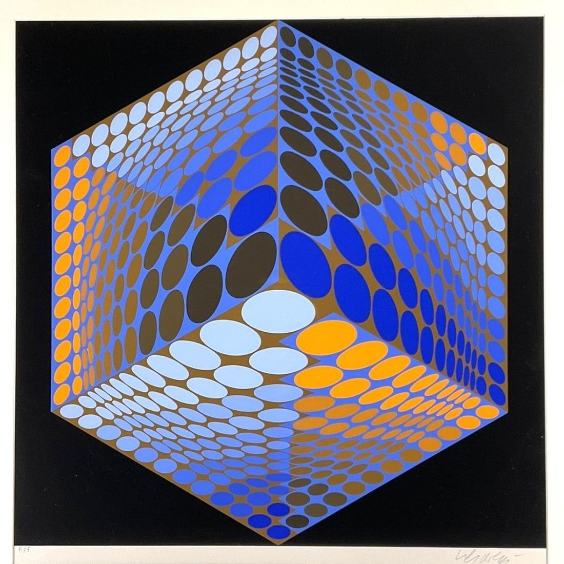 Framed - Victor Vasarely Tupa-3 Signed Silkscreen - Op Art - 8/ 75 - Geometric Cube - 2