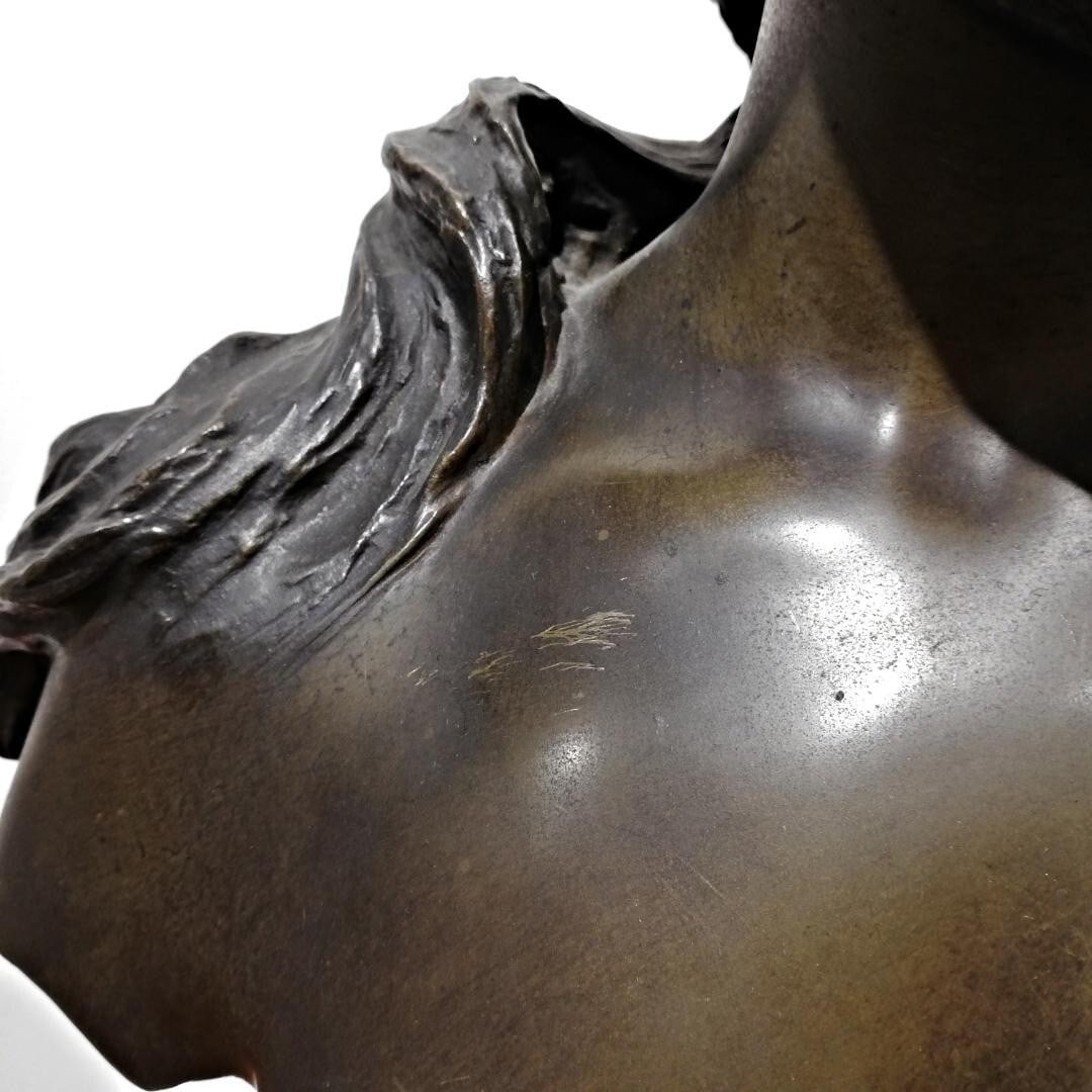 Artist Emmanuel Villanis MIGNON 1896 SALON Art Nouveau Bronze Bust Woman French - 10