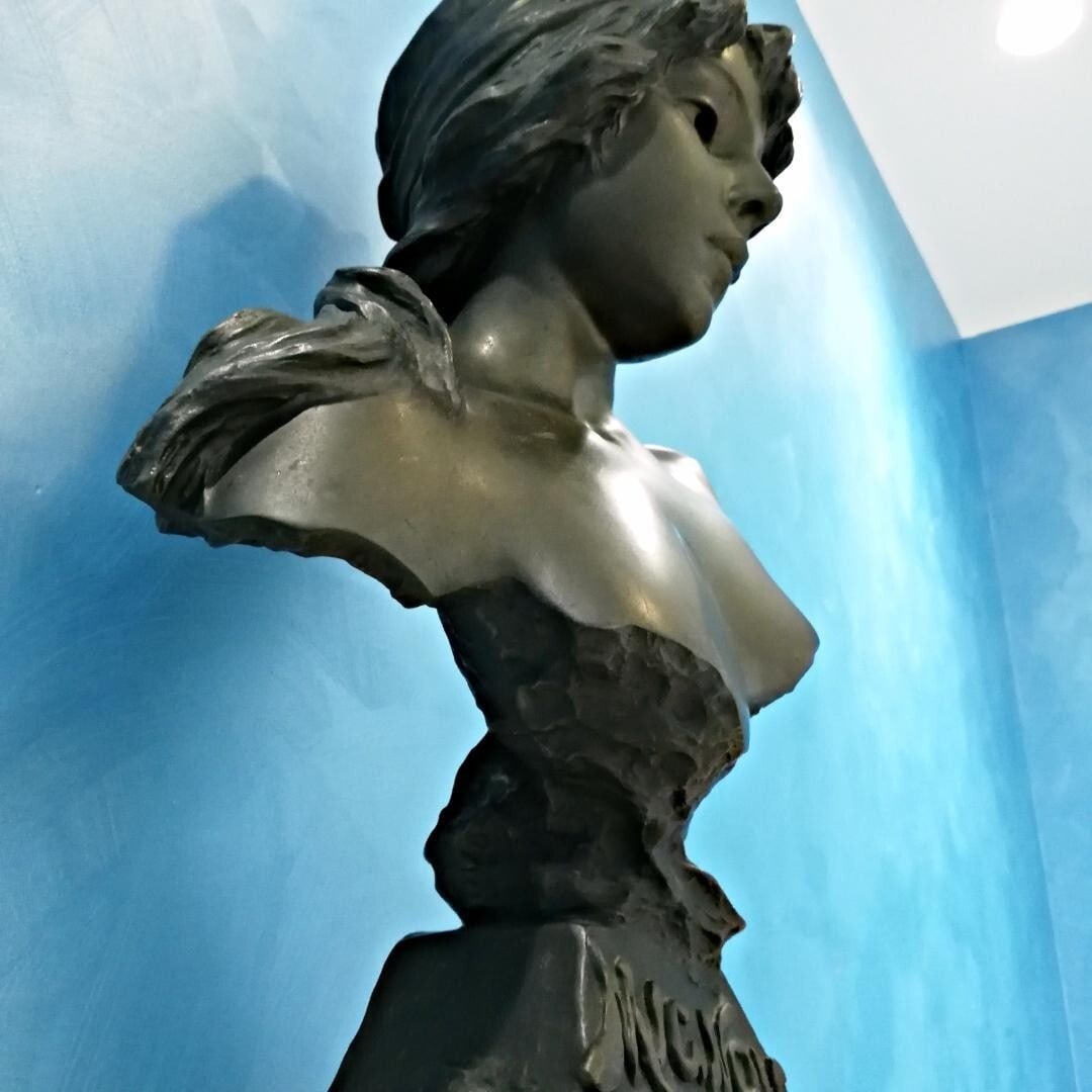 Artist Emmanuel Villanis MIGNON 1896 SALON Art Nouveau Bronze Bust Woman French - 3