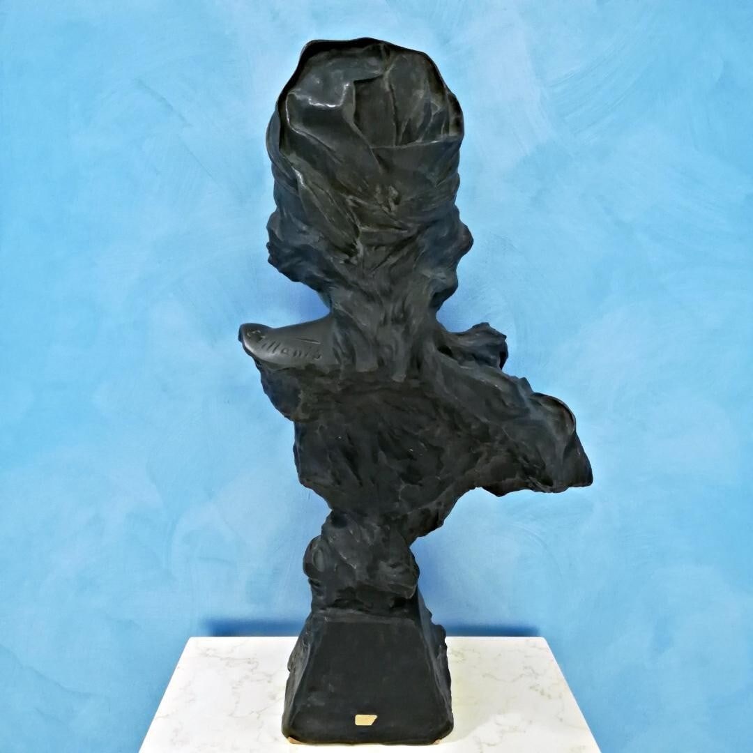 Artist Emmanuel Villanis MIGNON 1896 SALON Art Nouveau Bronze Bust Woman French - 4