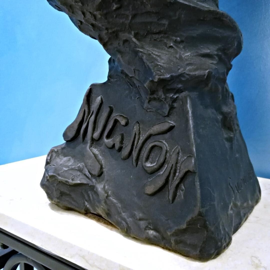 Artist Emmanuel Villanis MIGNON 1896 SALON Art Nouveau Bronze Bust Woman French - 6