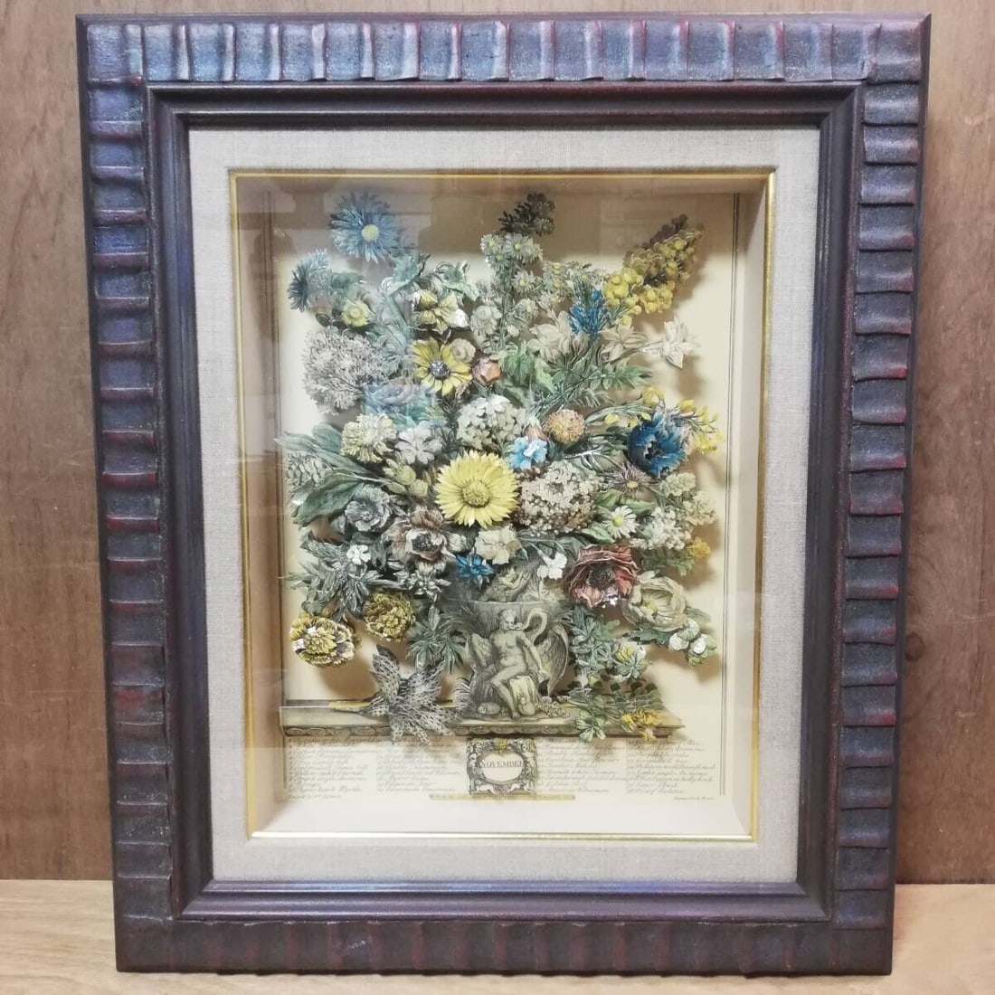 Art Henry Fletcher "November" Lithograph Rare Flower 3D layered Paper Cut - 2