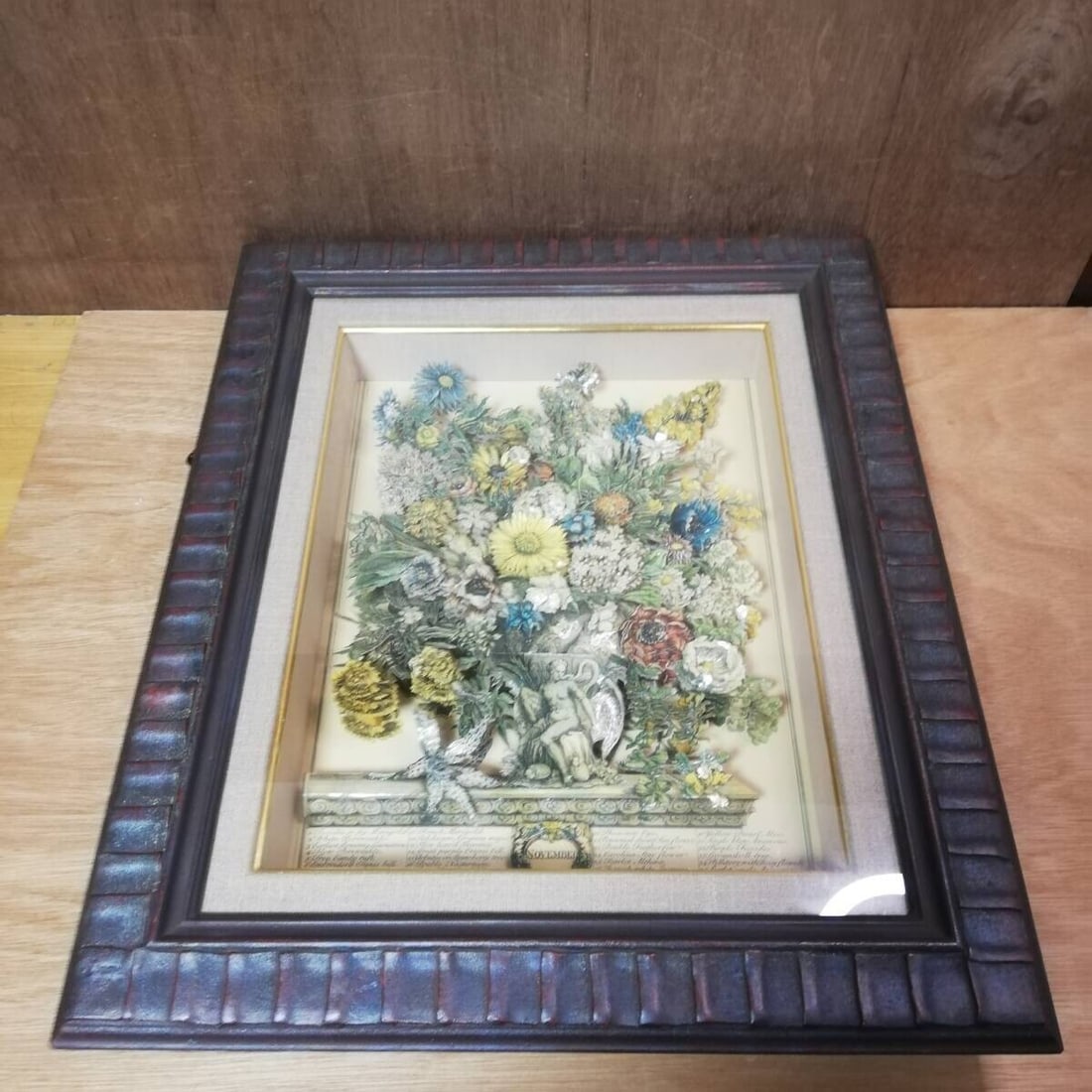 Art Henry Fletcher "November" Lithograph Rare Flower 3D layered Paper Cut - 3