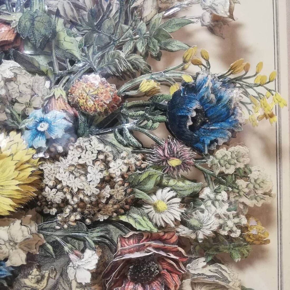 Art Henry Fletcher "November" Lithograph Rare Flower 3D layered Paper Cut - 7