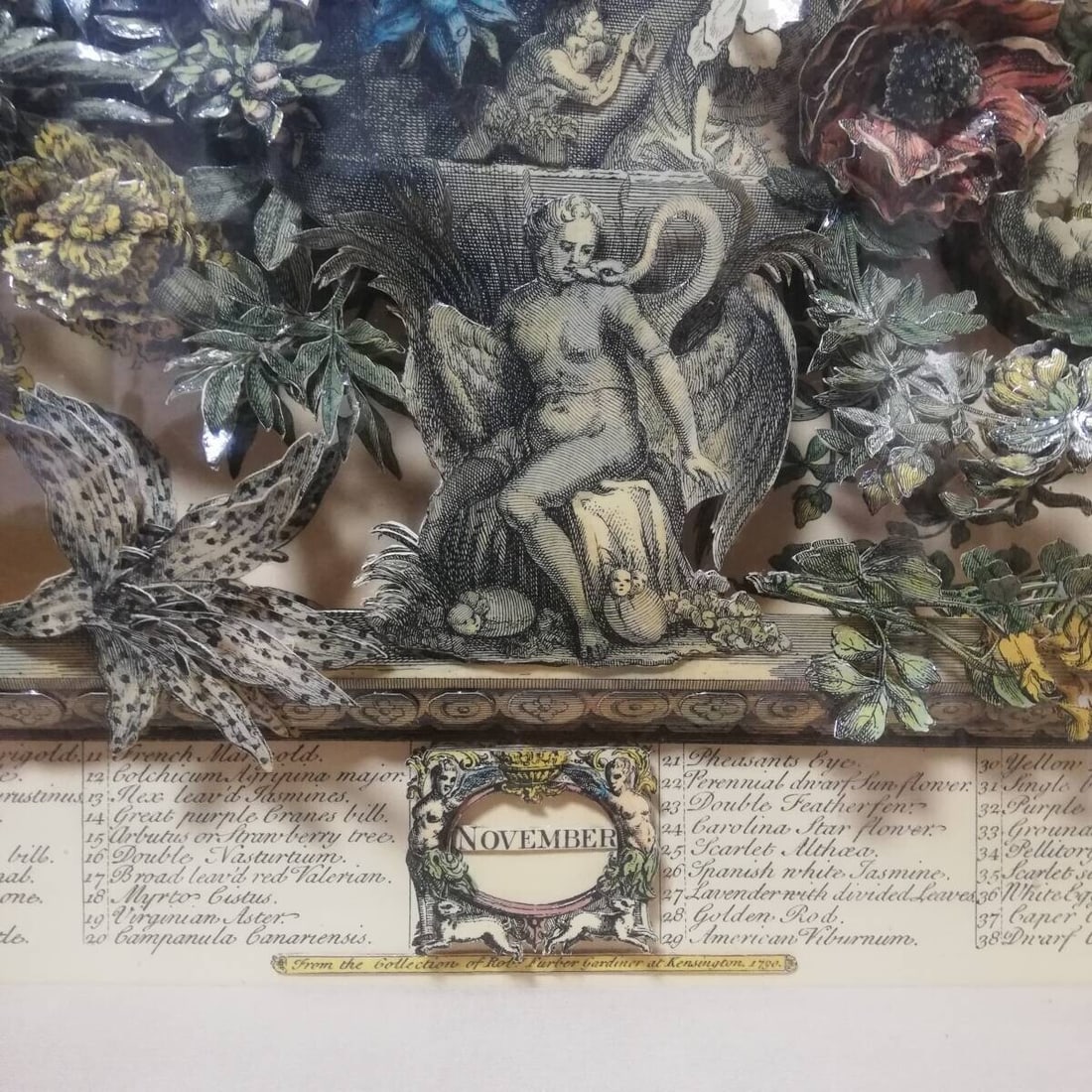 Art Henry Fletcher "November" Lithograph Rare Flower 3D layered Paper Cut - 8