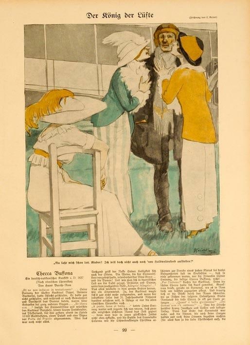 Original Simplicissimus 1913 By Kainer Der Konig Der Lufte On Linen: Original Simplicissimus 1913 By Kainer Der Konig Der Lufte On Linen This listing features Original Simplicissimus 1913 By Kainer Der Konig Der Lufte On Linen. Item specifics are provided below. Item