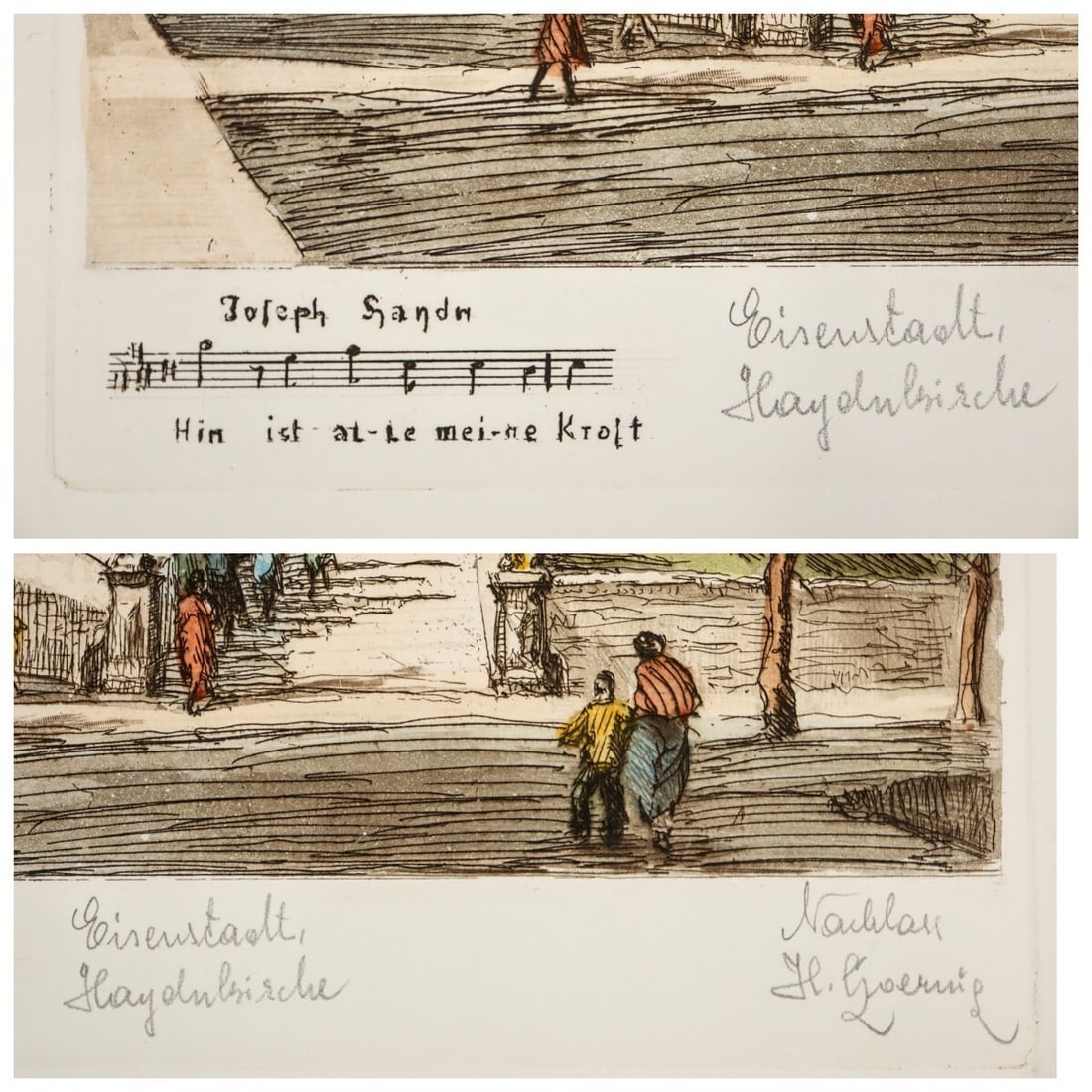 Signed Herta Czernik-Kobanz Gzonning Original Etching Hand Coloring Haydnkirche - 3