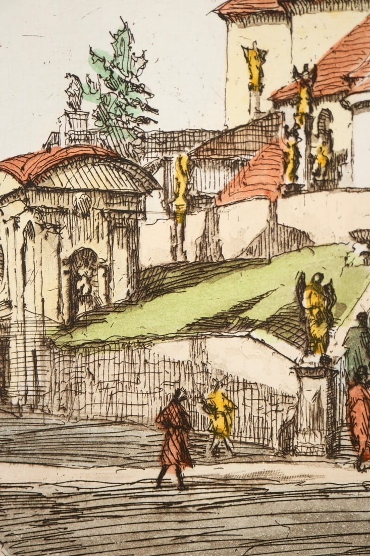 Signed Herta Czernik-Kobanz Gzonning Original Etching Hand Coloring Haydnkirche - 7